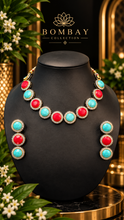 Load image into Gallery viewer, Turquoise & Red Oxidised Necklace