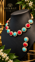 Load image into Gallery viewer, Turquoise & Red Oxidised Necklace