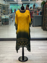 Load image into Gallery viewer, Mustard - Green Bandhani Kaftan