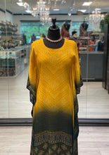 Load image into Gallery viewer, Mustard - Green Bandhani Kaftan