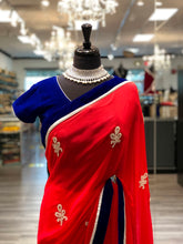 Load image into Gallery viewer, Royal Blue + Red Saree