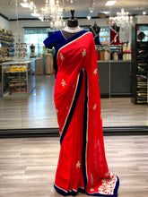 Load image into Gallery viewer, Royal Blue + Red Saree