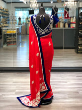 Load image into Gallery viewer, Royal Blue + Red Saree