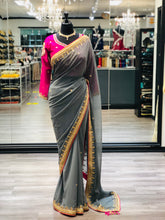 Load image into Gallery viewer, Fuchsia And Grey Saree