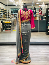 Load image into Gallery viewer, Fuchsia And Grey Saree