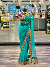 Load image into Gallery viewer, Velvet + Net Saree