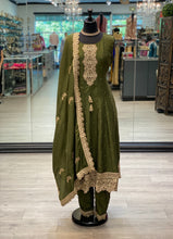 Load image into Gallery viewer, Olive Green Short Anarkali
