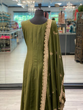 Load image into Gallery viewer, Olive Green Short Anarkali
