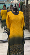 Load image into Gallery viewer, Mustard - Green Bandhani Kaftan
