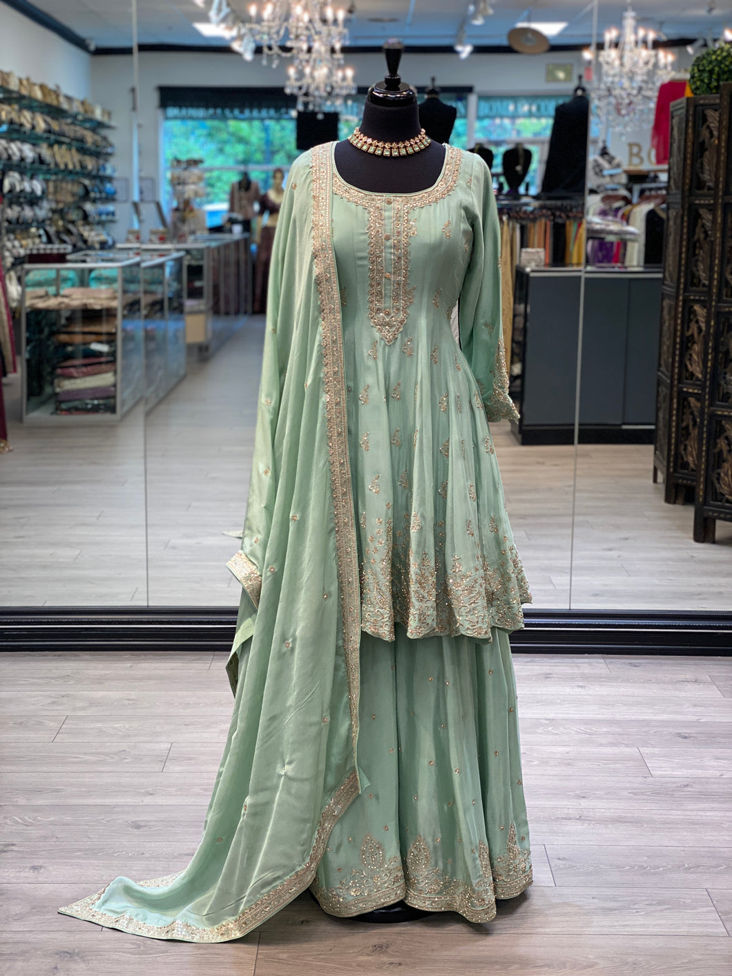 Mint Green Peplum Suit