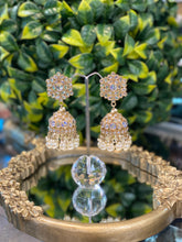 Load image into Gallery viewer, Polki White &amp; Gold Jhumkis
