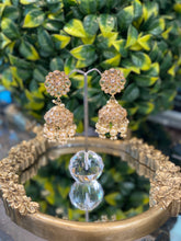 Load image into Gallery viewer, Polki White &amp; Gold Jhumkis
