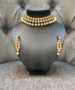 Meenakari Kundan Gold and Pearl Drop Necklace Set