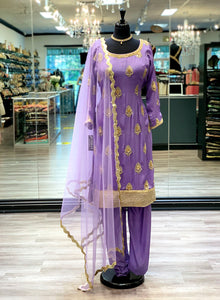 Purple Embroidered Suit